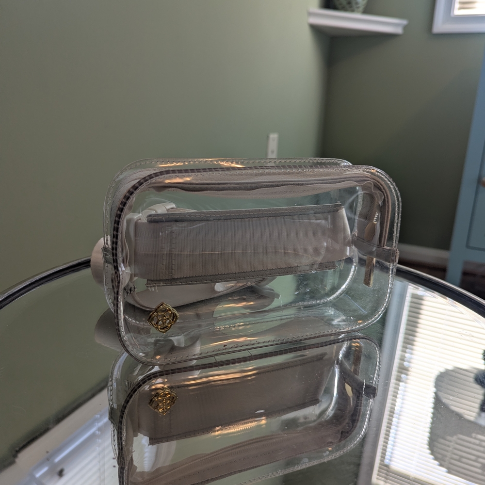 Clear Vinyl Cosmetic Bag with White Trim